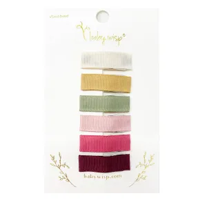 Baby Wisp - 6 Small Snap Ribbon Hair Clips - Amelia