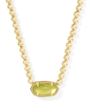 Beaded Elisa Necklace Gold Chartreuse Green MOP