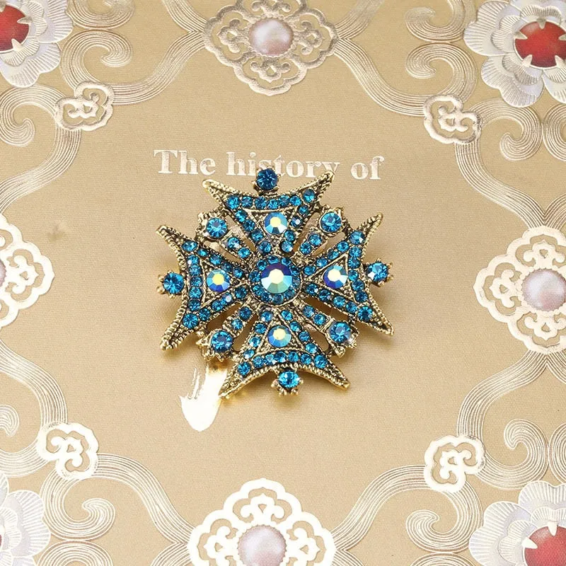 Classic Fashion Enamel Baroque Cross Pearl Brooches Pins Women Men