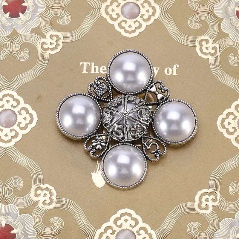 Classic Fashion Enamel Baroque Cross Pearl Brooches Pins Women Men
