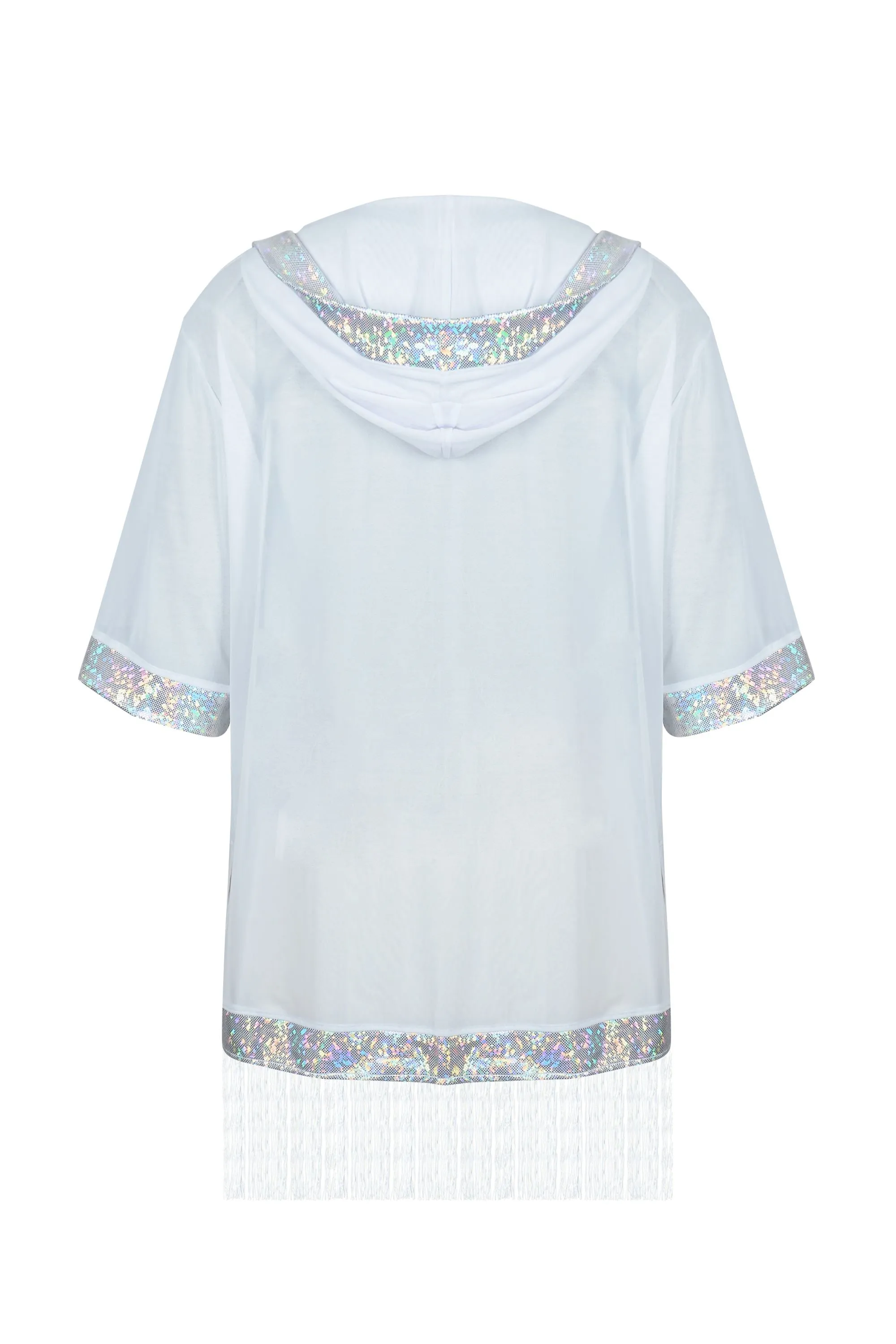Cosmic Drifter Mesh Kimono with Fringe