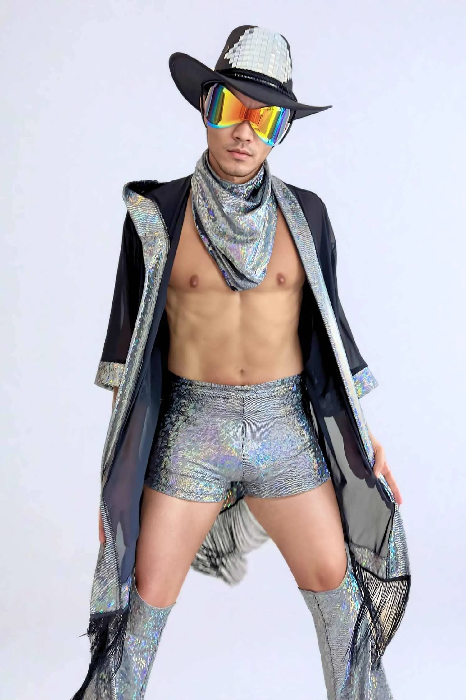 Cosmic Drifter Mesh Kimono with Fringe