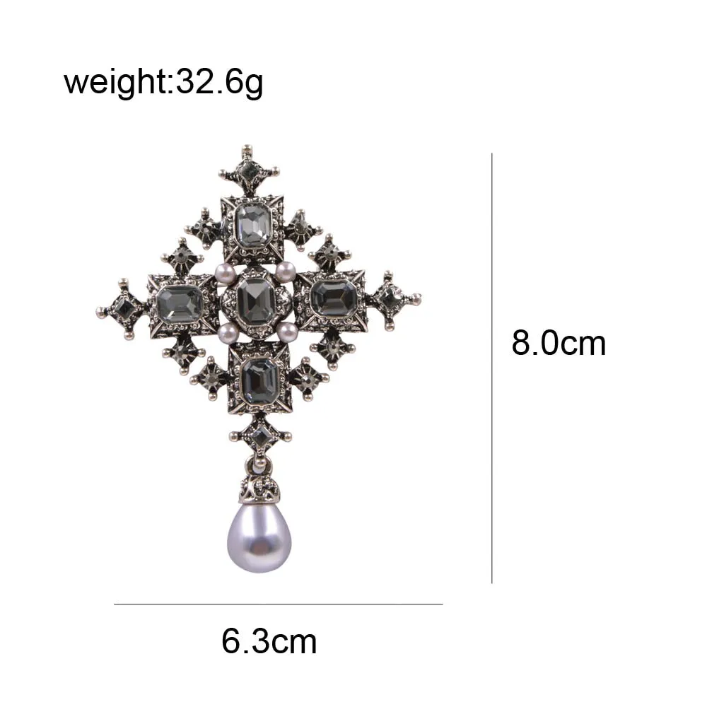 Crystal Cross Brooches Unisex Women and Men