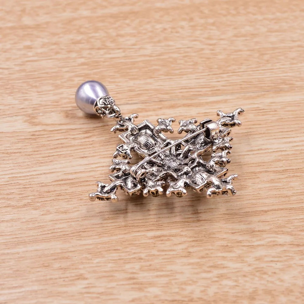 Crystal Cross Brooches Unisex Women and Men