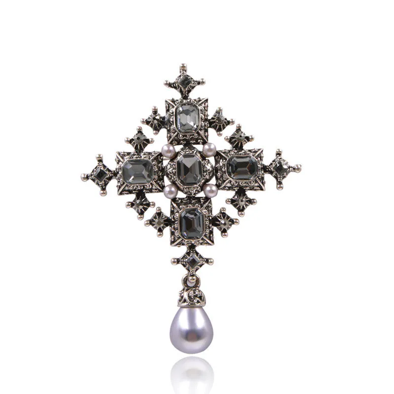Crystal Cross Brooches Unisex Women and Men
