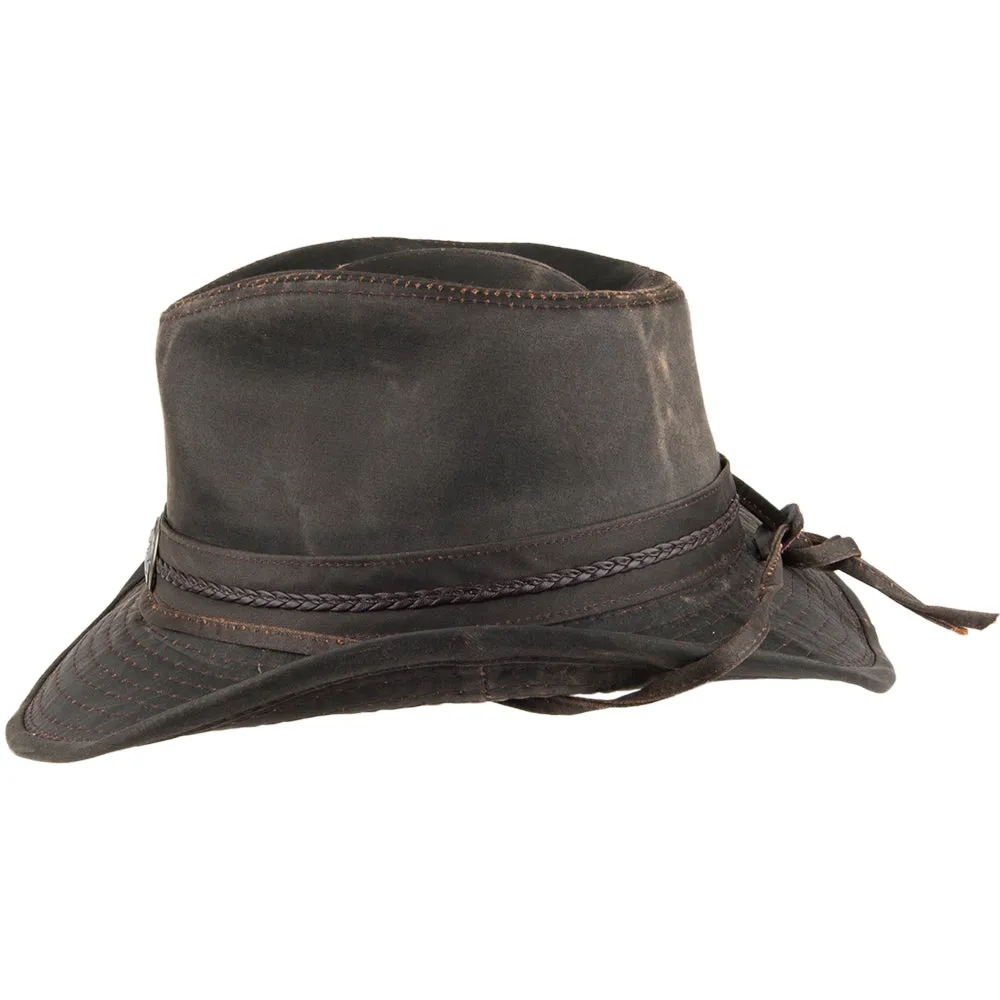 Dorfman Pacific Hats Weathered Cotton Outback Hat with Pin - Brown