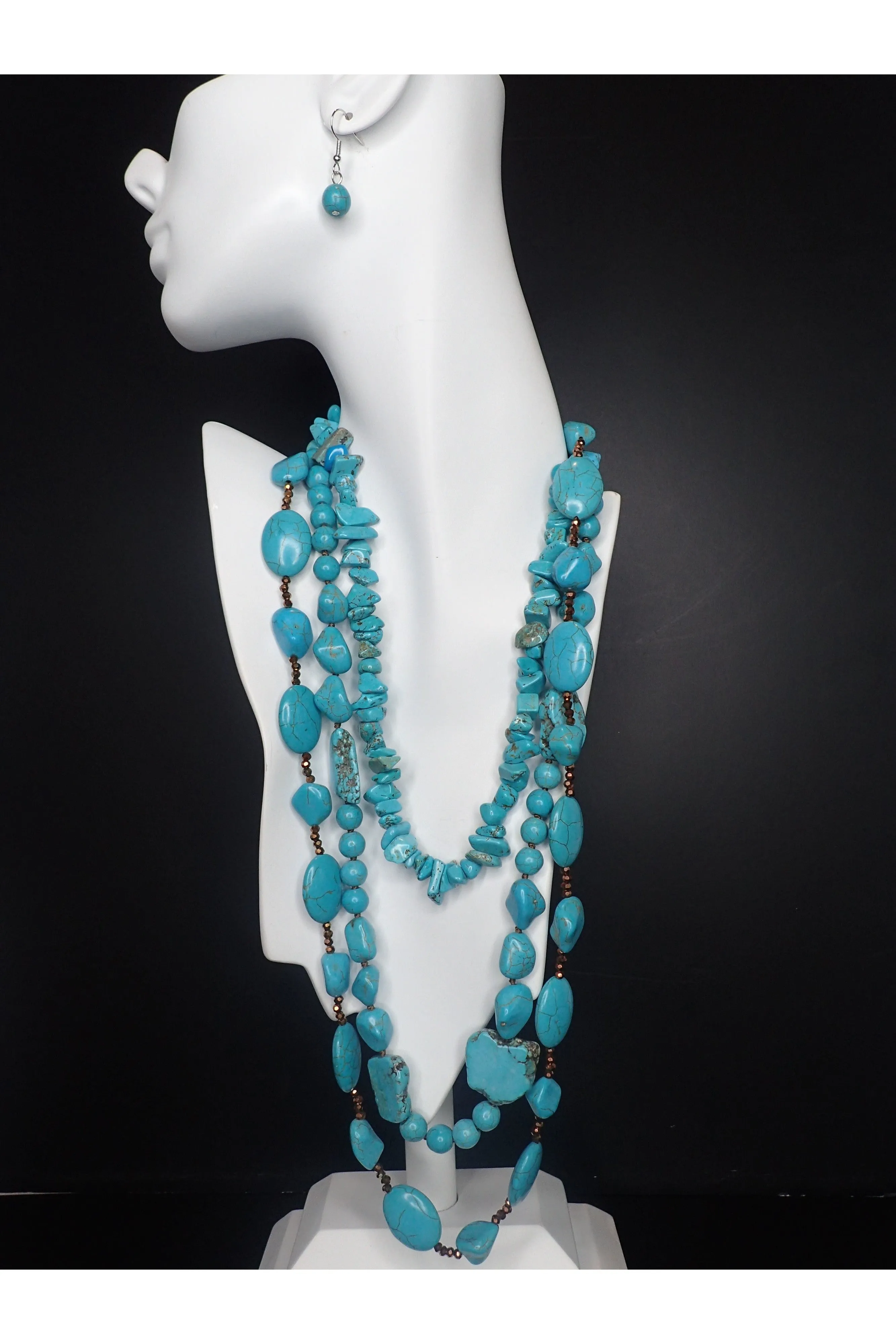 Emma Turquoise Teardrop Earrings Set in Copper Metal