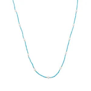 Endless Design Turquoise Magnesite and Cultured Freshwater Pearl Necklace
