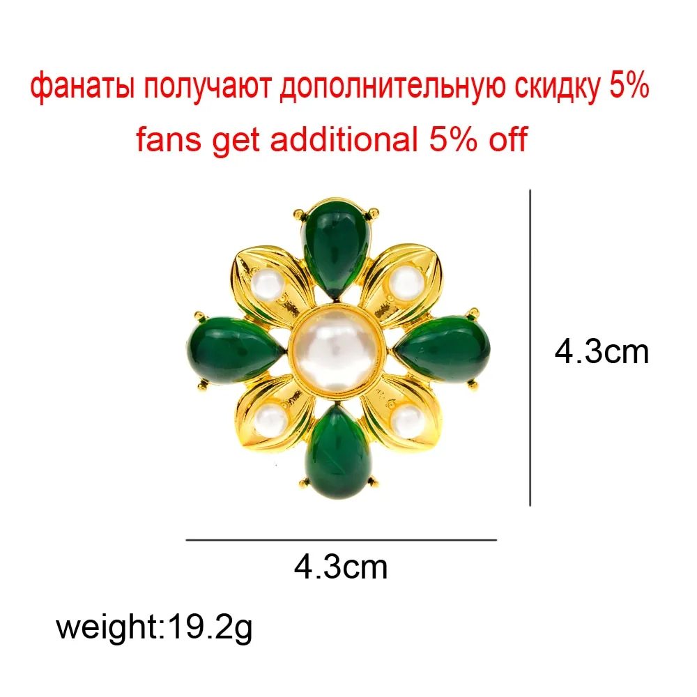 Green Vintage Cross Brooches For Women