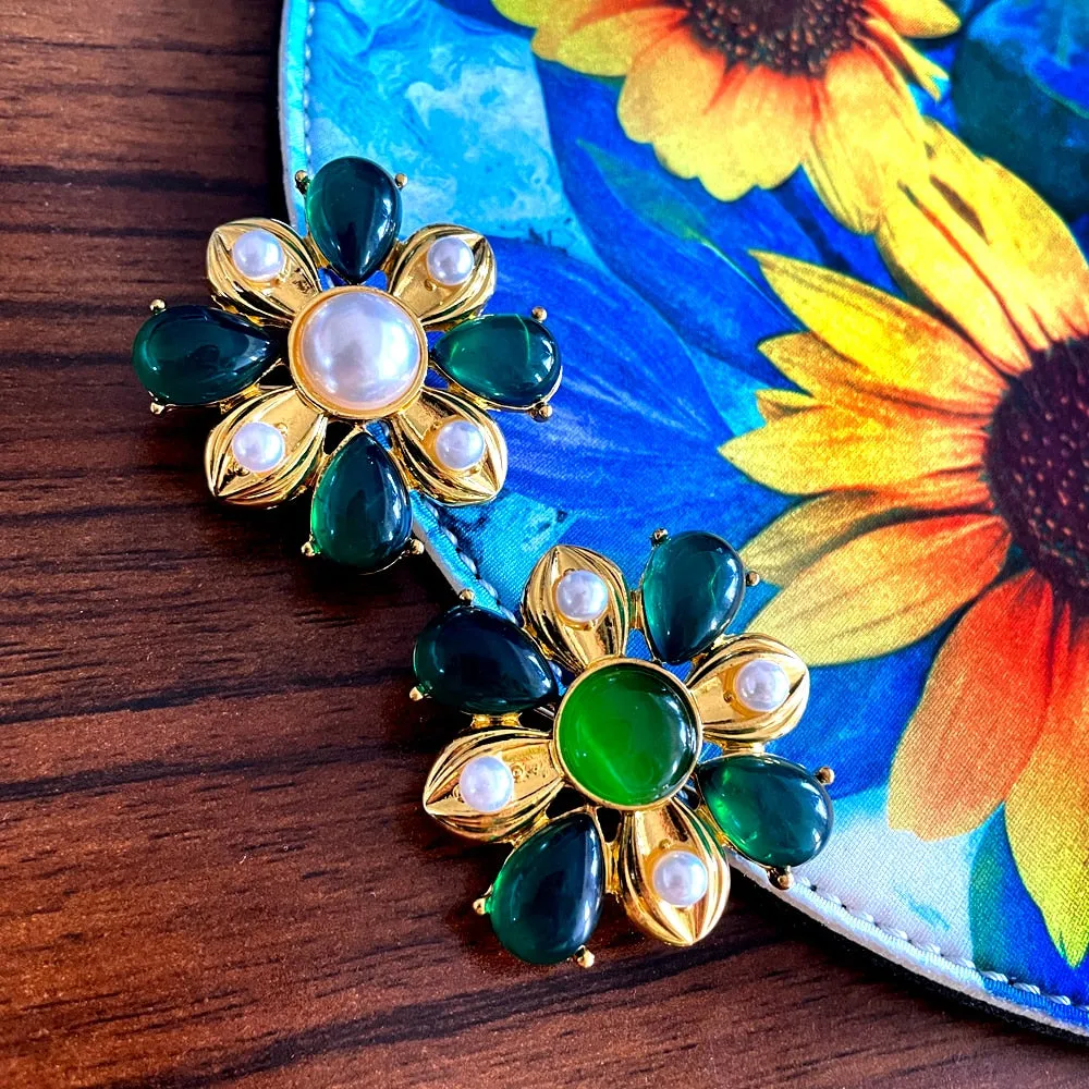Green Vintage Cross Brooches For Women