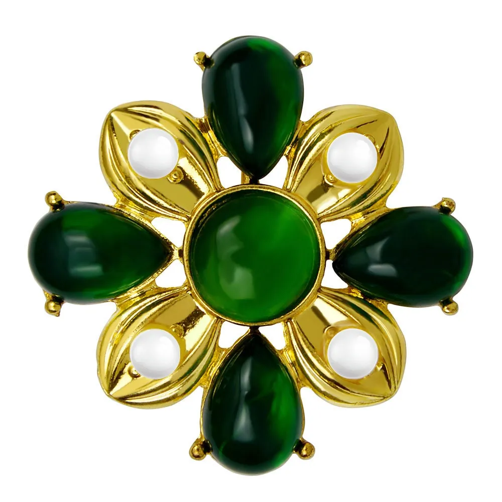 Green Vintage Cross Brooches For Women
