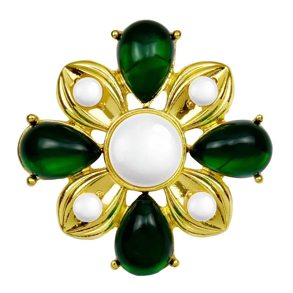 Green Vintage Cross Brooches For Women