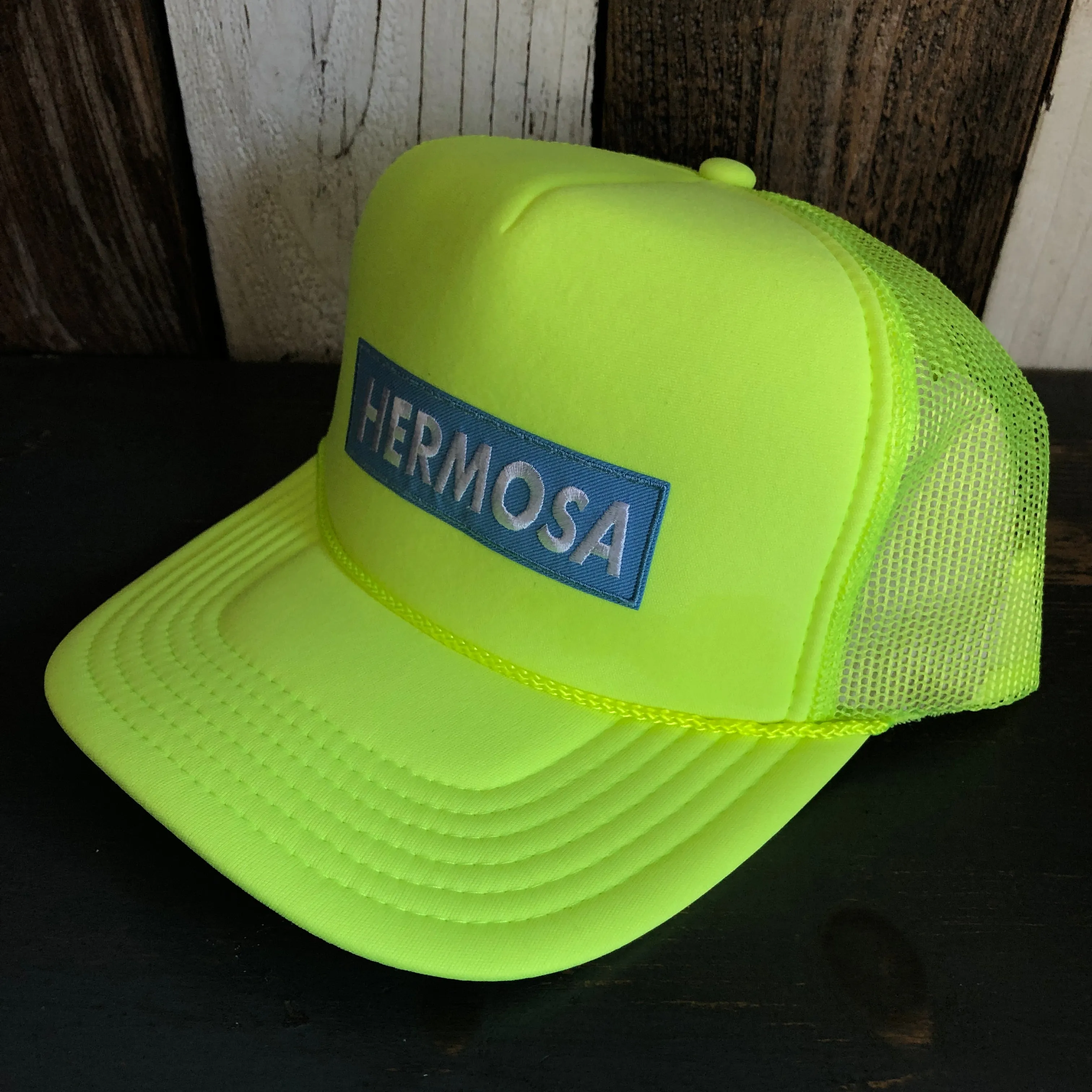 Hermosa Beach BLUE SUPREME HERMOSA Trucker Hat - Neon Yellow