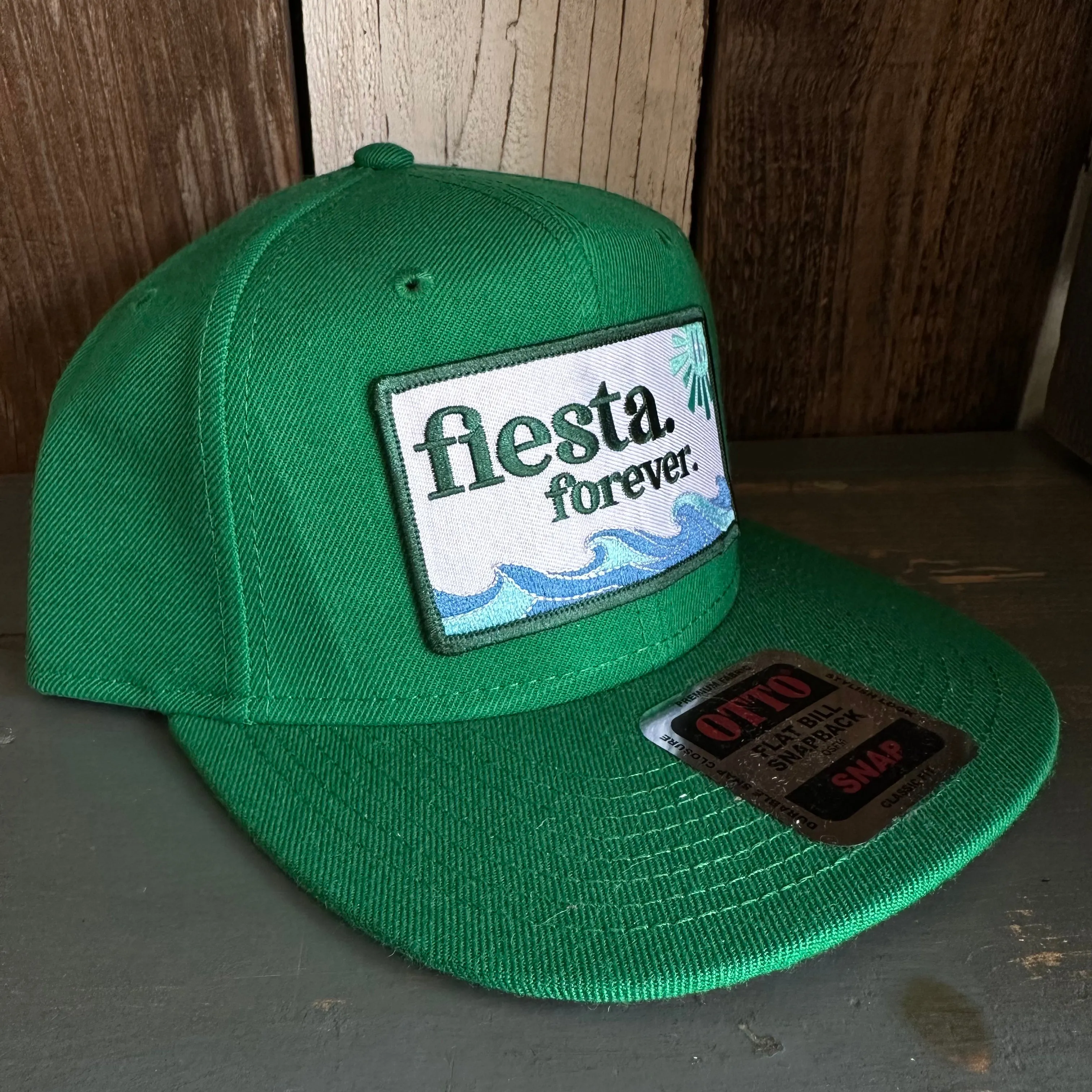 Hermosa Beach FIESTA FOREVER :: 6-Panel Mid Profile Snapback Hat - Kelly Green