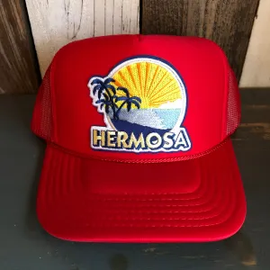Hermosa Beach FIESTA High Crown Trucker Hat - Red