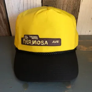 Hermosa Beach HERMOSA AVE 5 Panel High Crown Baseball Cap - Black/Yellow