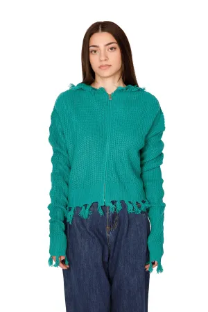 HOODED CARDIGAN WITH FRINGES