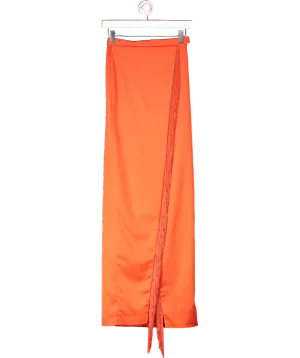 House of CB Red Kartiki Fringe Wrap Maxi Skirt UK XS
