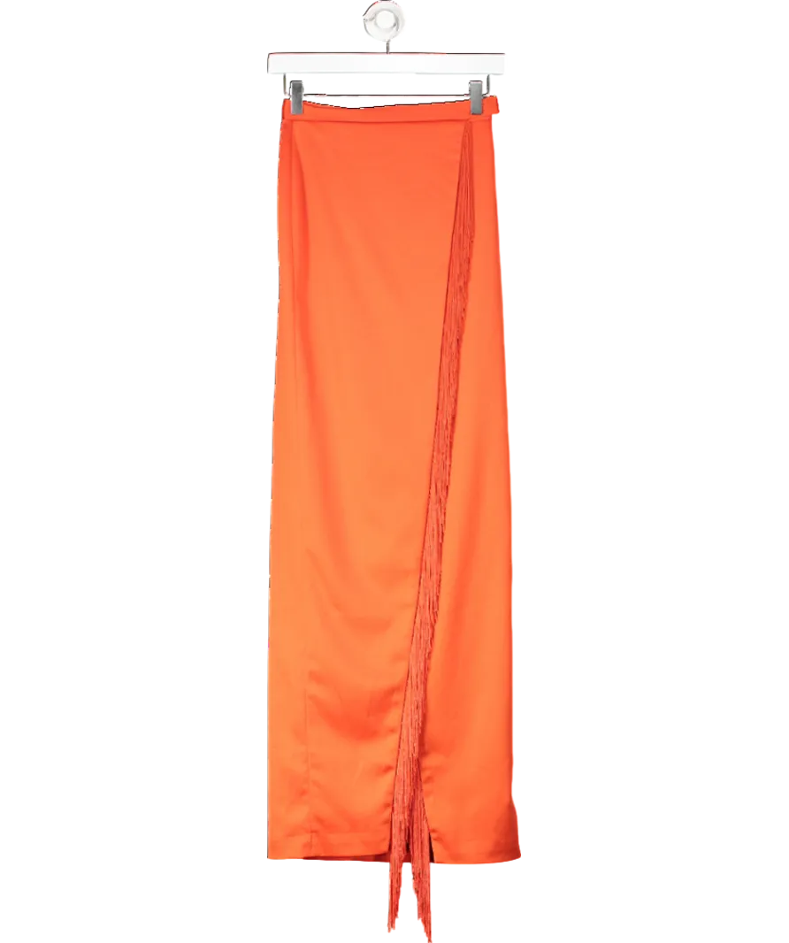House of CB Red Kartiki Fringe Wrap Maxi Skirt UK XS
