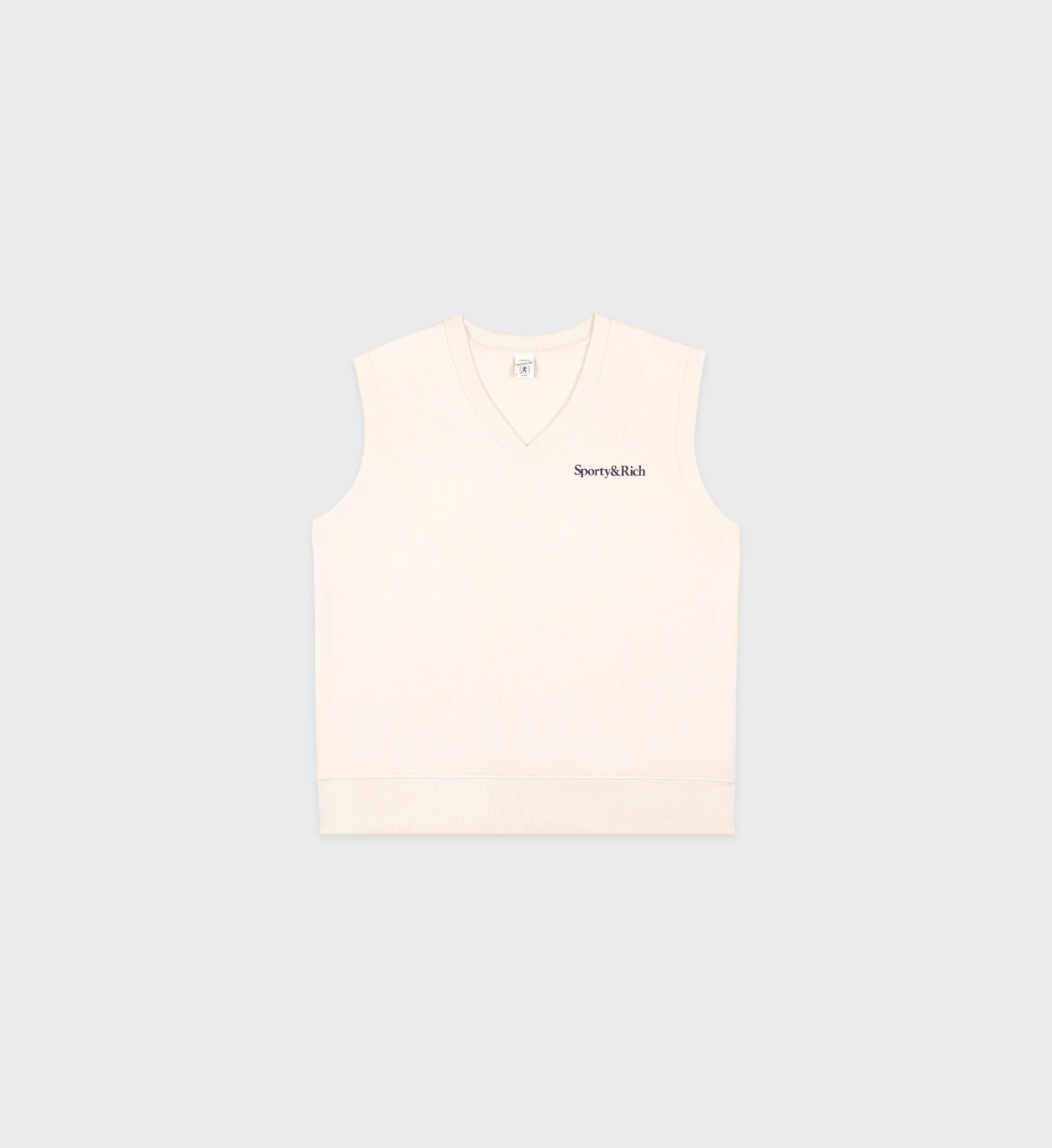 Italic Logo V-Neck Vest - Cream/Navy