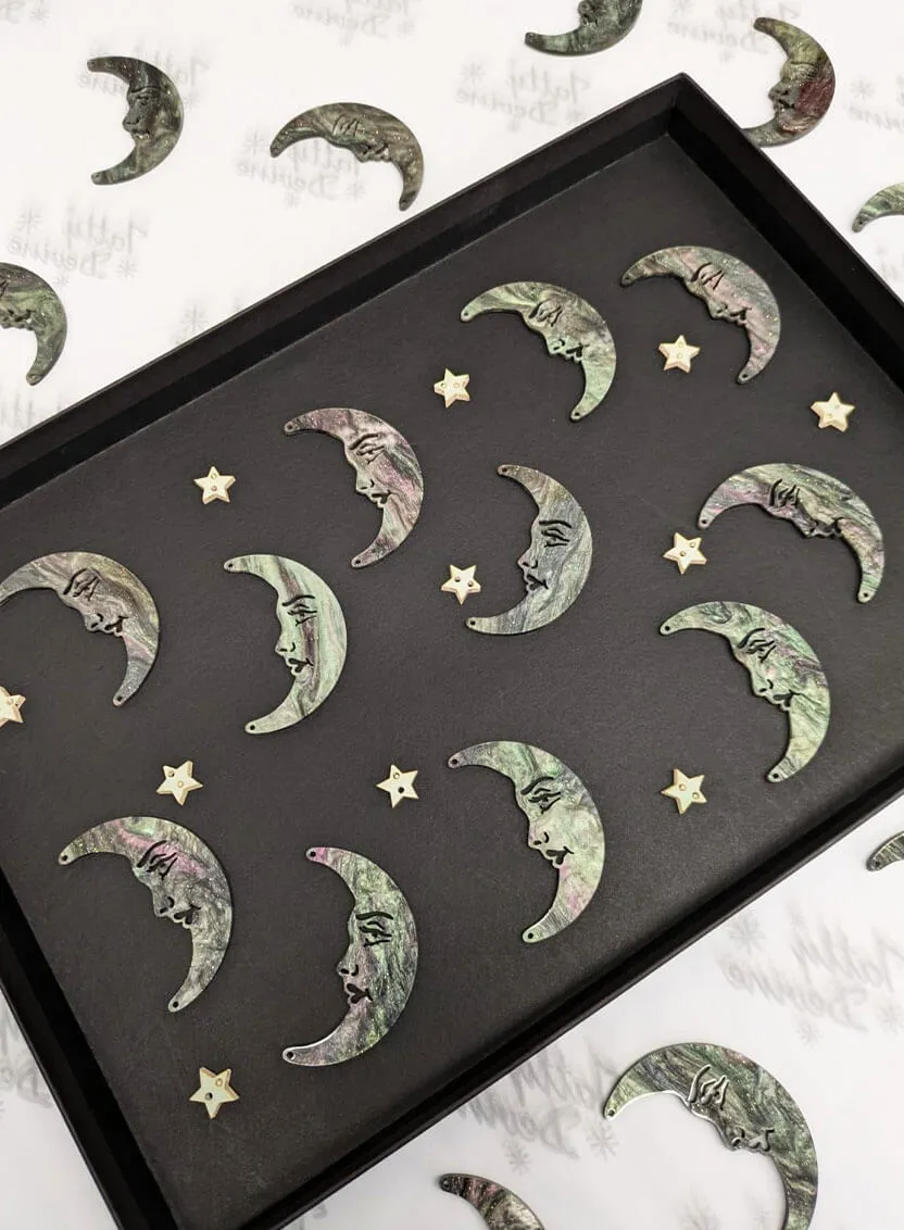 La Luna Moon and Stars Earrings - Galaxy Swirl