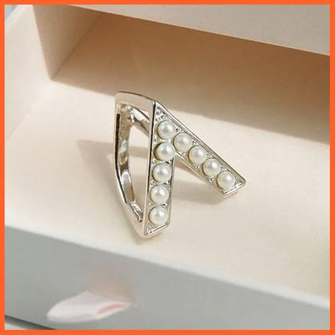 Letter Shape Crystal Brooch Pin | Fashion Pearl Shawl Buckle Clip Scarf