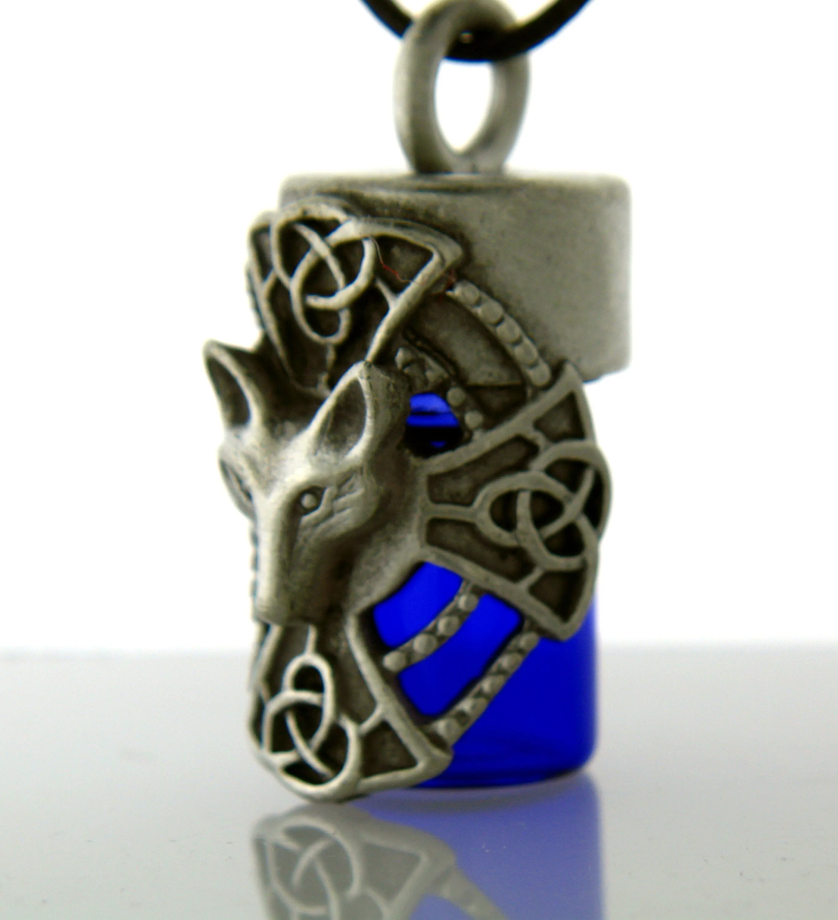 Maltese Cross n Wolf Essential Oil Bottle Necklace Keepsake Bottle, pew97