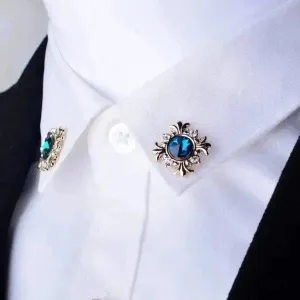Men's Fashion Trend Geometric Crystal Collar Pin! 🌟
