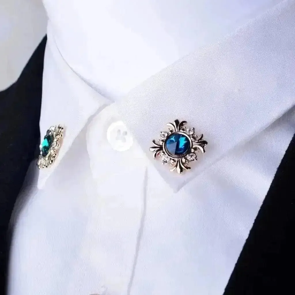 Men's Fashion Trend Geometric Crystal Collar Pin! 🌟