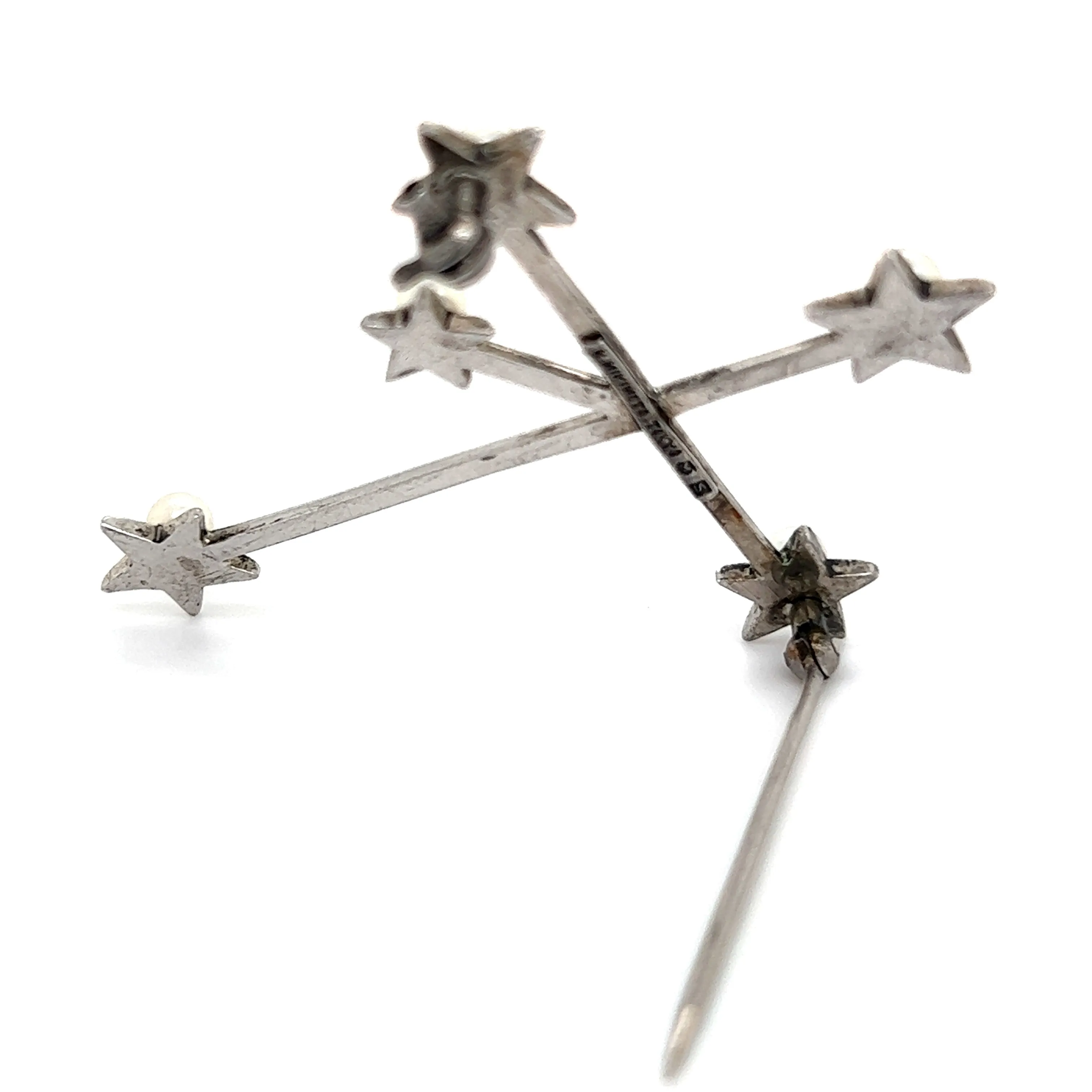 Mikimoto Estate Akoya Pearl Cross Brooch Sterling Silver 4 mm M320