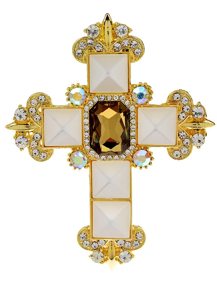 New Arrival Crystal Cross Brooches For Women