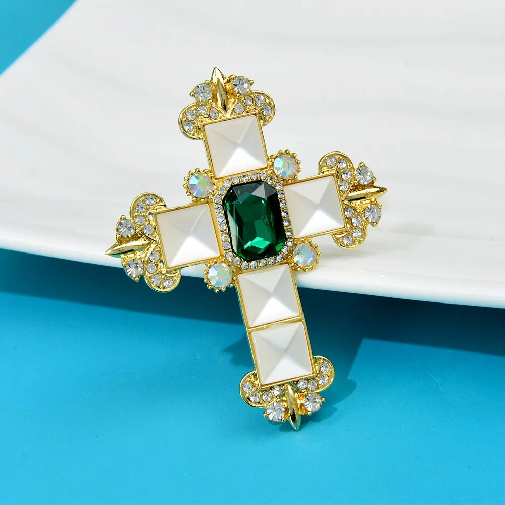 New Arrival Crystal Cross Brooches For Women
