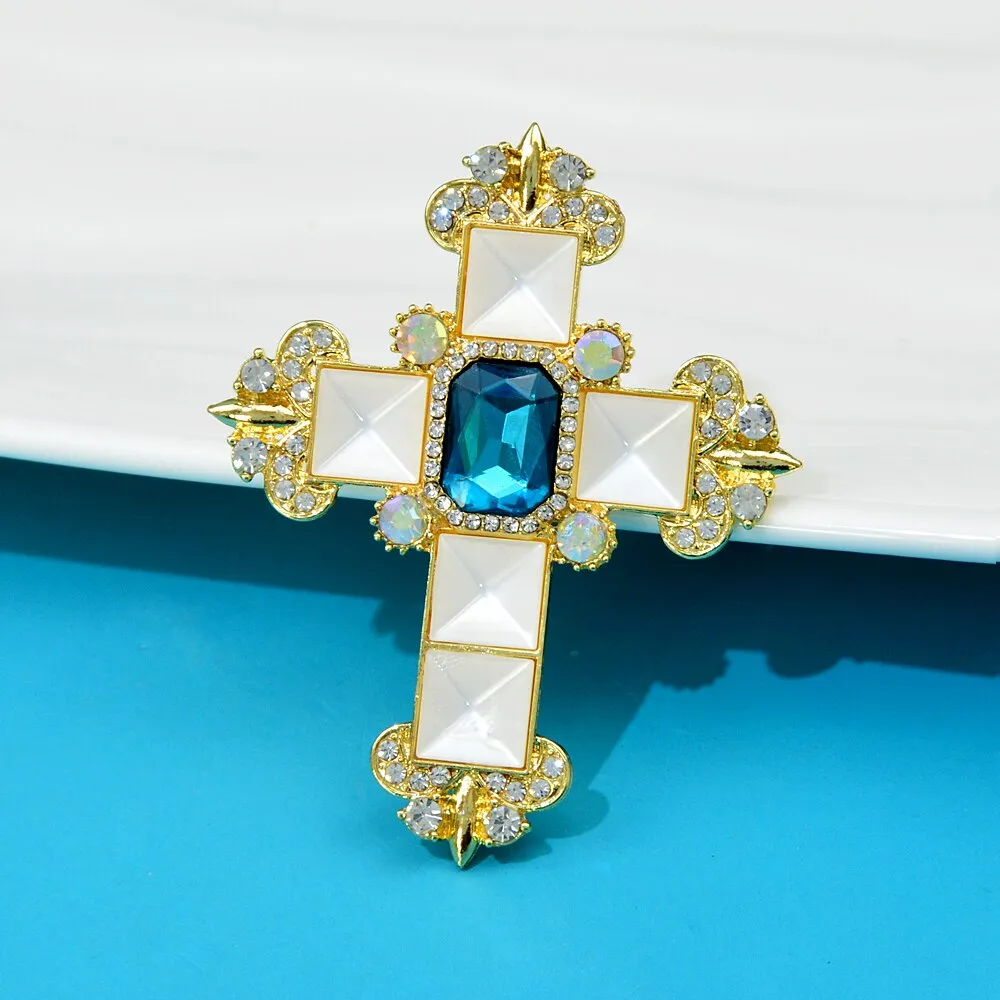 New Arrival Crystal Cross Brooches For Women