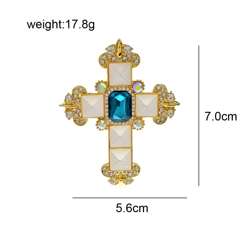 New Arrival Crystal Cross Brooches For Women