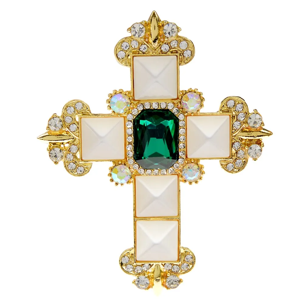 New Arrival Crystal Cross Brooches For Women