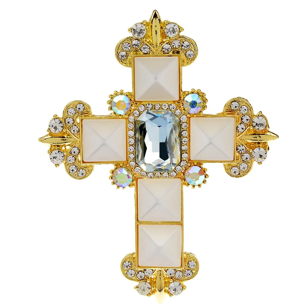 New Arrival Crystal Cross Brooches For Women