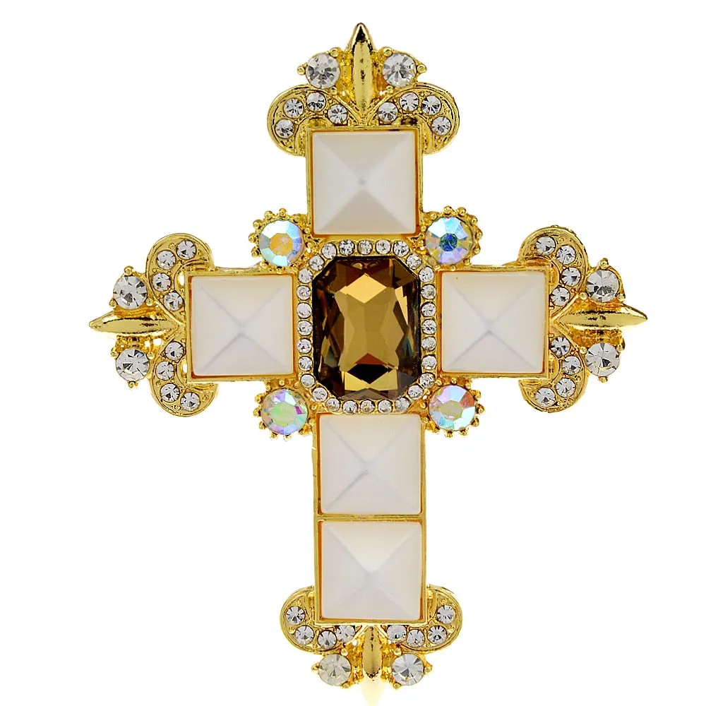 New Arrival Crystal Cross Brooches For Women