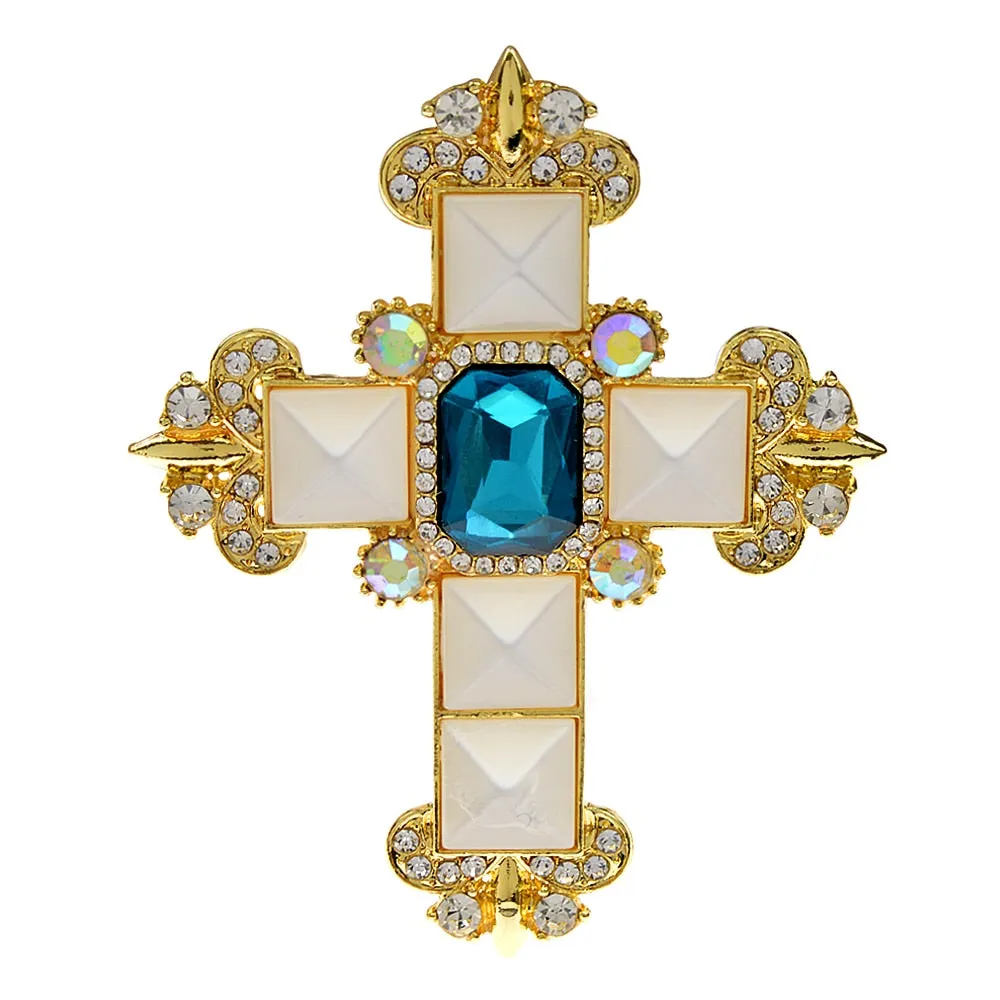 New Arrival Crystal Cross Brooches For Women