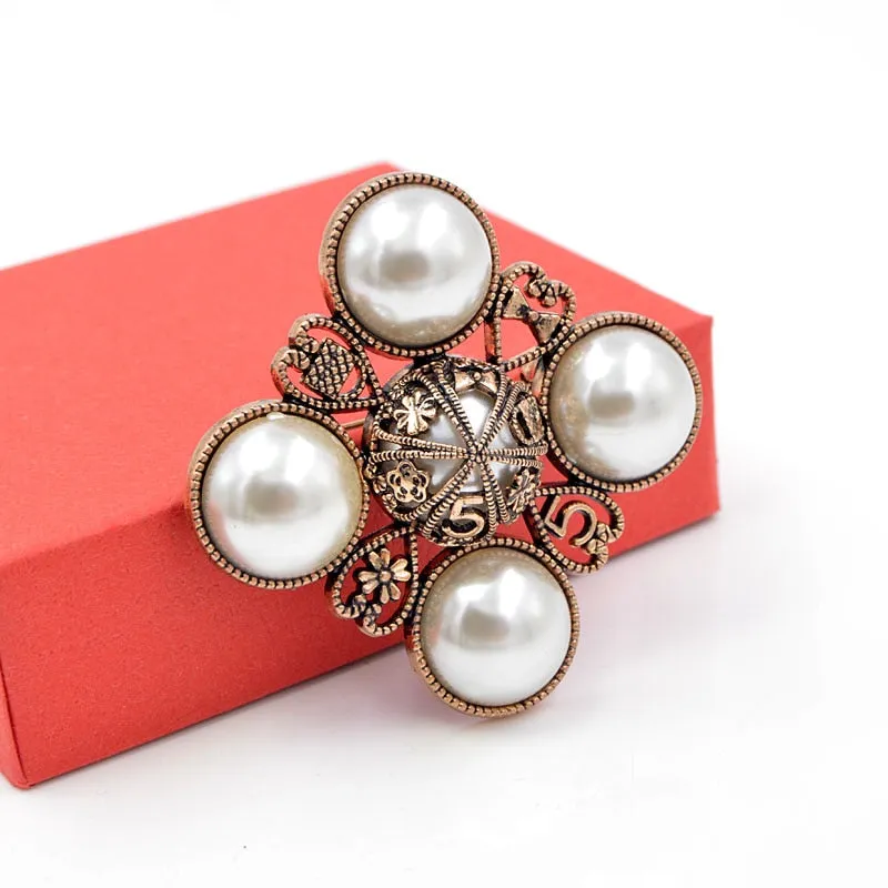 New Arrival Pearl Cross Style Brooches for Women