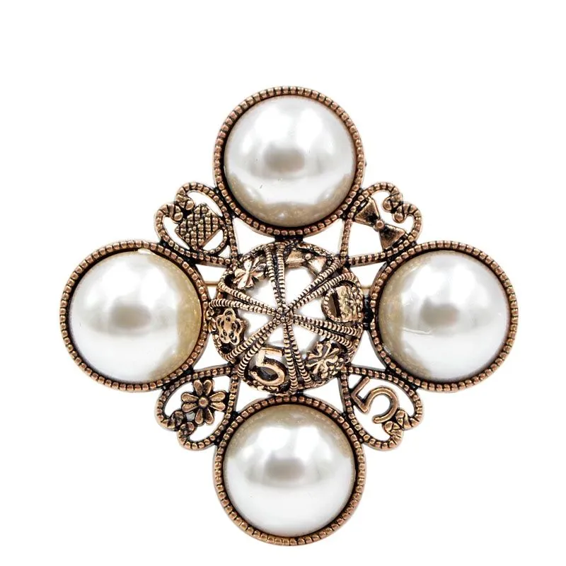 New Arrival Pearl Cross Style Brooches for Women