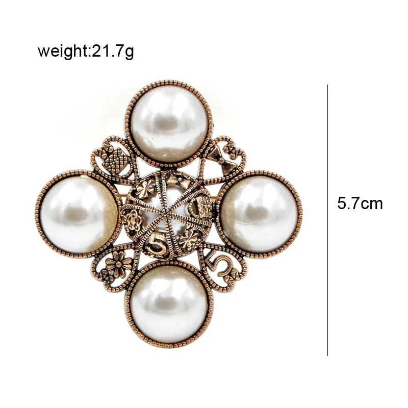 New Arrival Pearl Cross Style Brooches for Women