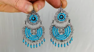 Oaxacan Filigree Earrings. Turquoise. Sterling Silver. Mexico. Frida Kahlo