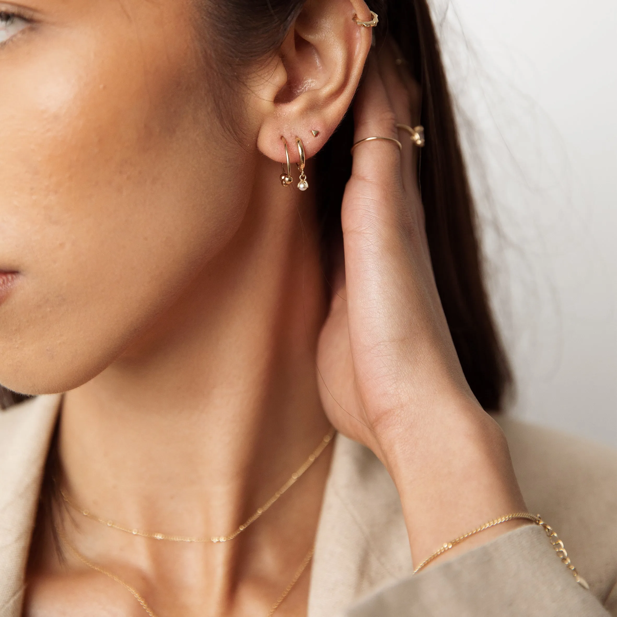 Pearl blossom sleeper Earring (single) - 14K/ 18K Gold