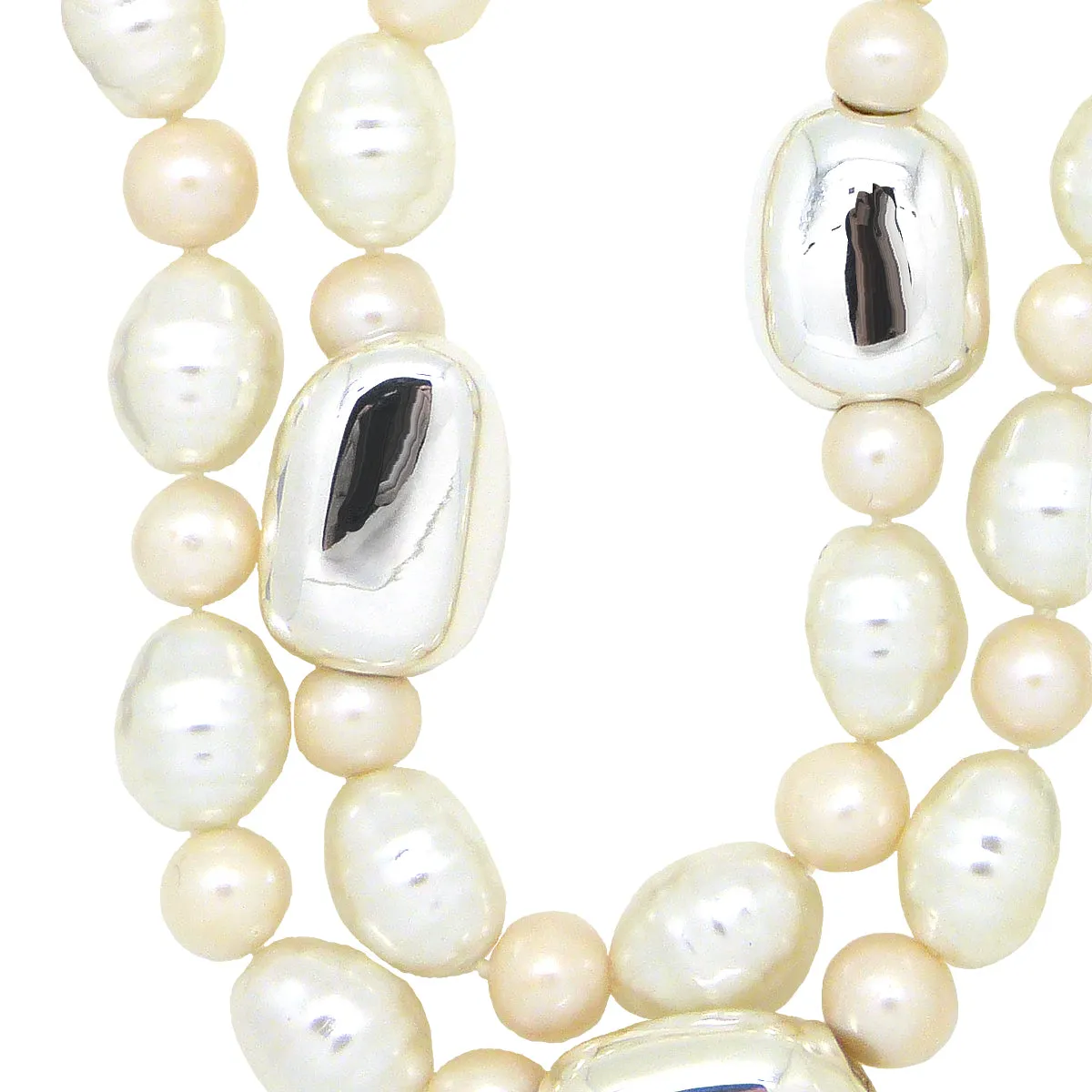 Simon Sebbag 2 Strand Shell & Freshwater Pearl Sterling Silver Necklace NB224SSPP2