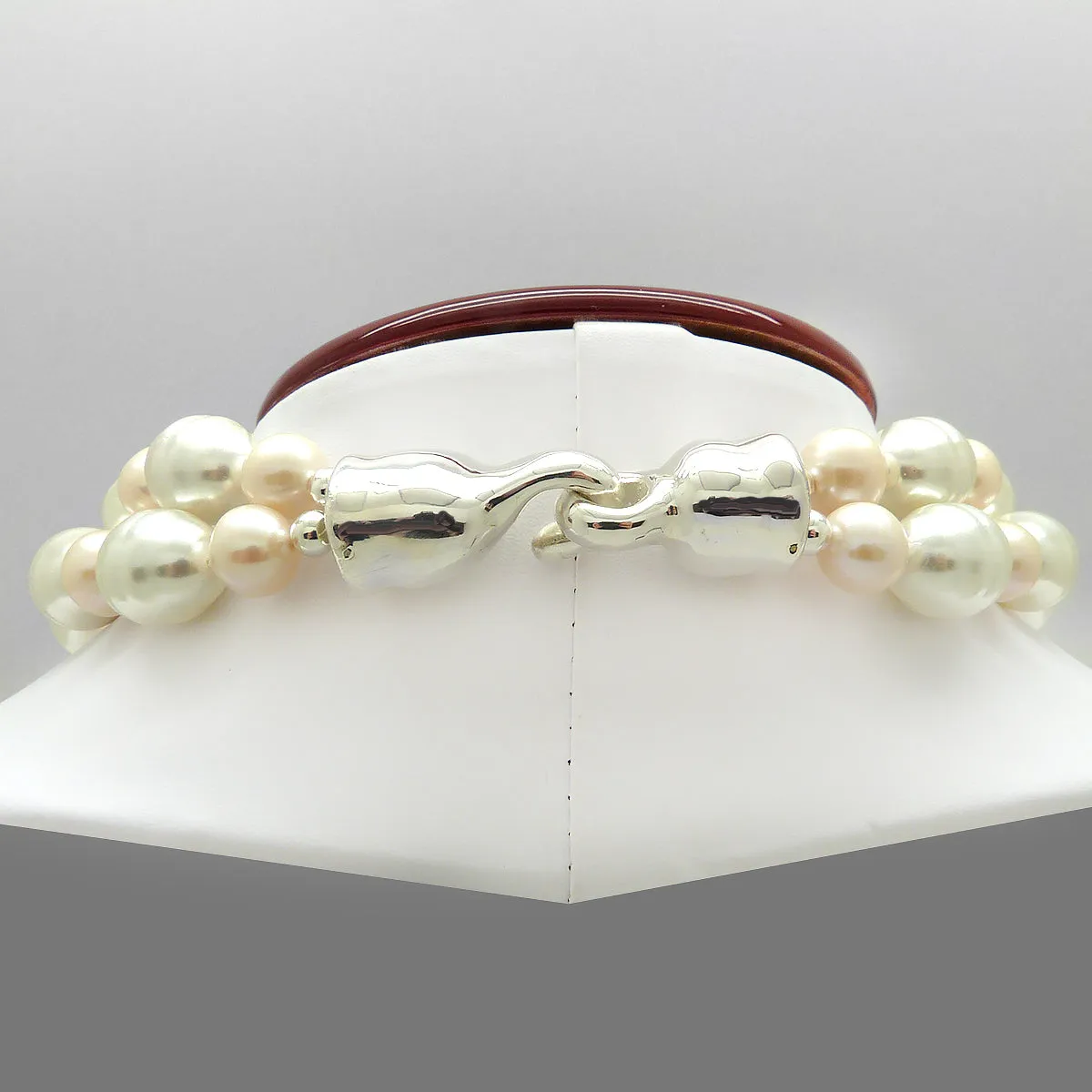 Simon Sebbag 2 Strand Shell & Freshwater Pearl Sterling Silver Necklace NB224SSPP2