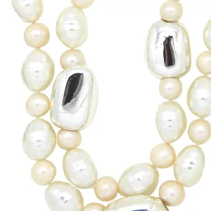 Simon Sebbag 2 Strand Shell & Freshwater Pearl Sterling Silver Necklace NB224SSPP2