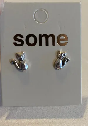 Some Sterling Silver Siamese Cat Stud Earrings 544