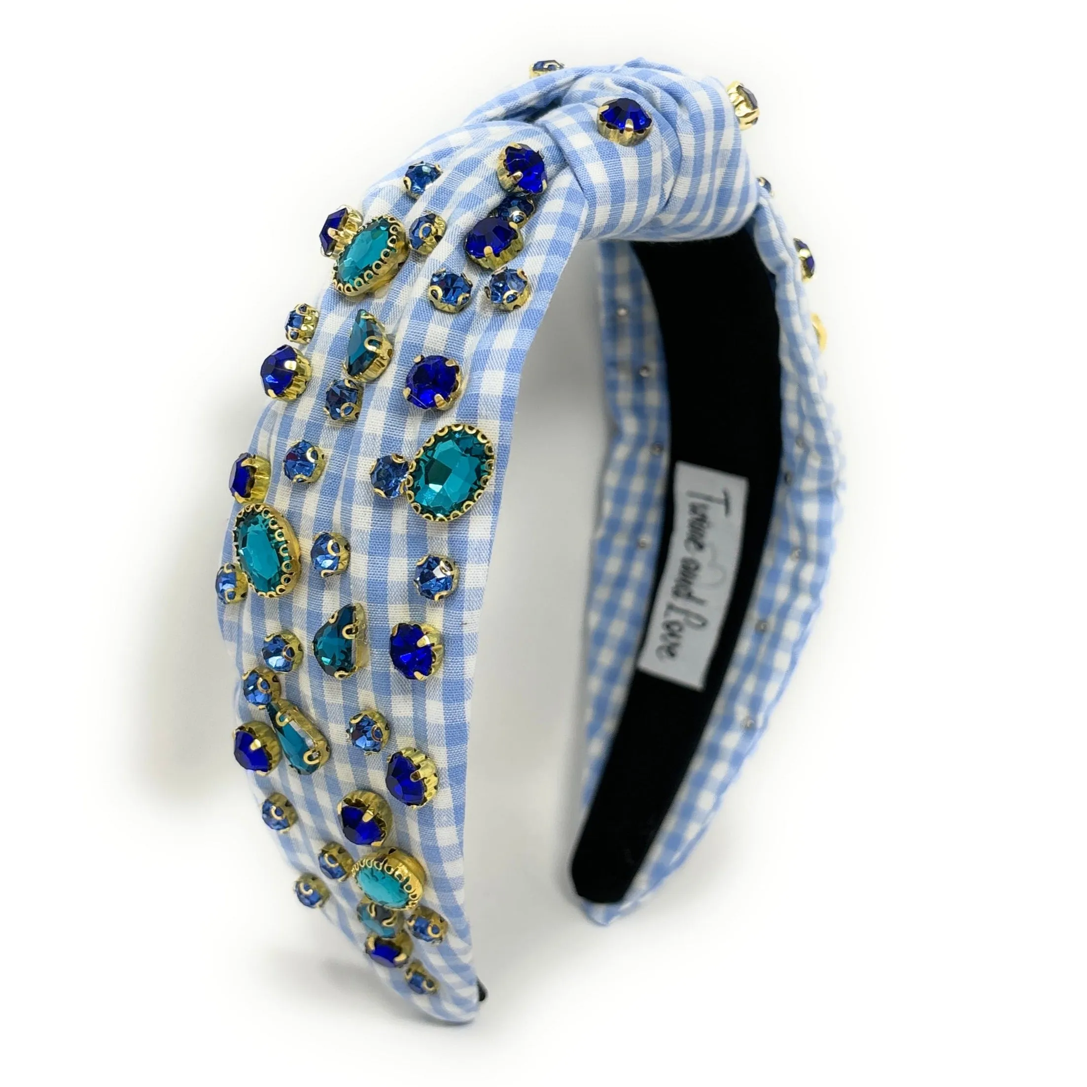 Sophie Gingham Jeweled Knot Headband