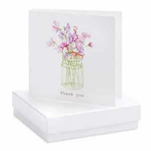 Sweet Pea Thank You Silver Earrings On Designer Card by Crumble and Core