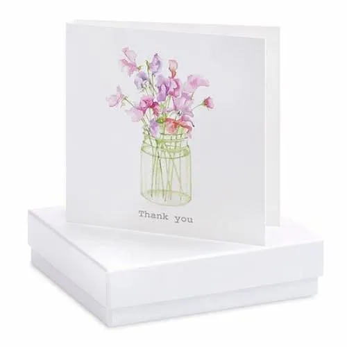 Sweet Pea Thank You Silver Earrings On Designer Card by Crumble and Core